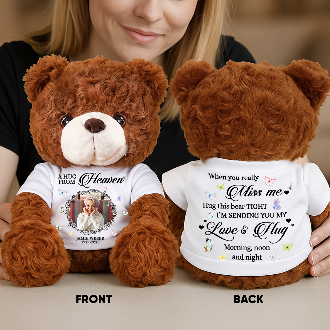 A Hug From Heaven Cardinal - Memorial Personalized Custom Teddy Bear Plush