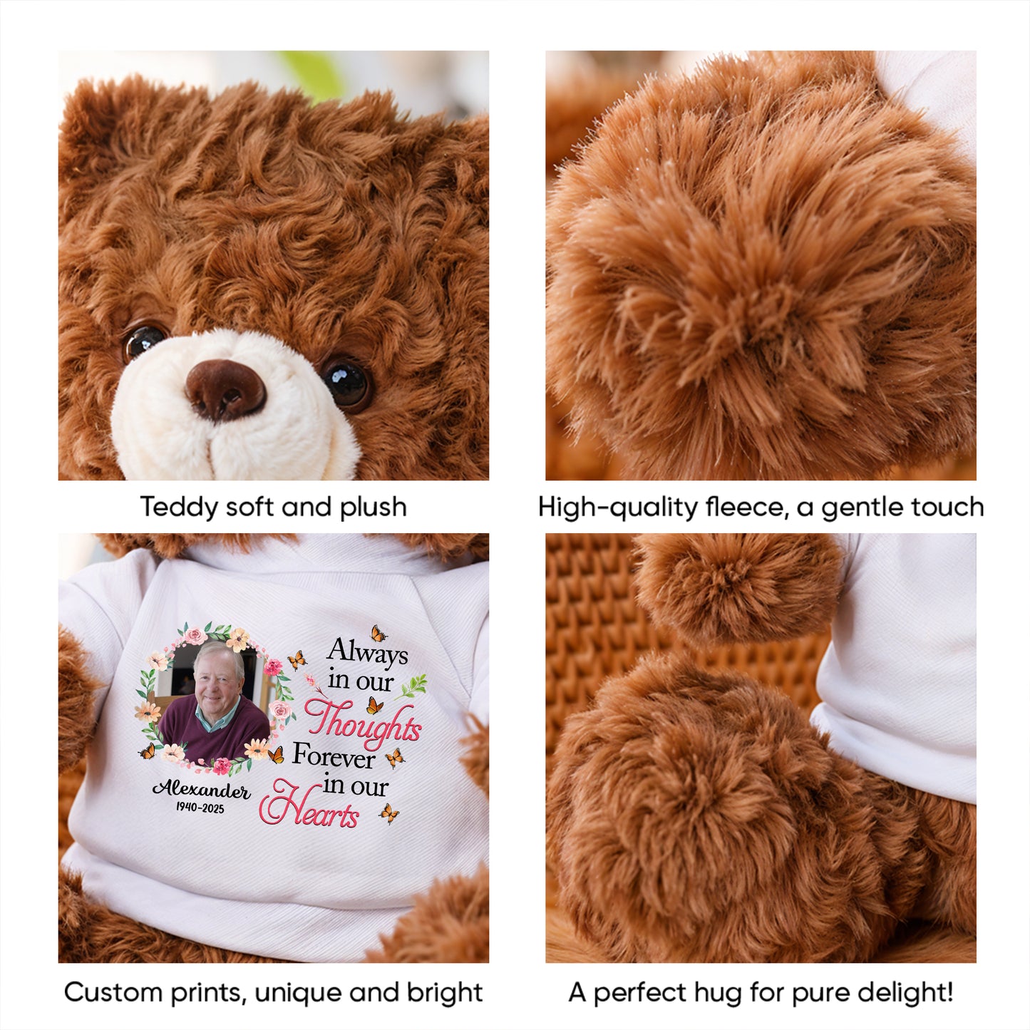 A Hug From Heaven Flowers - Memorial Personalized Custom Teddy Bear Plush