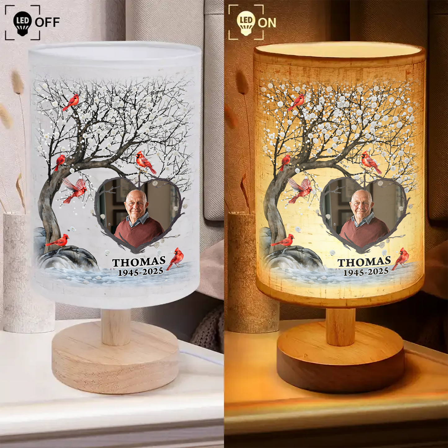 Custom Photo Calendar Cardinal - Personalized Fabric Lamp