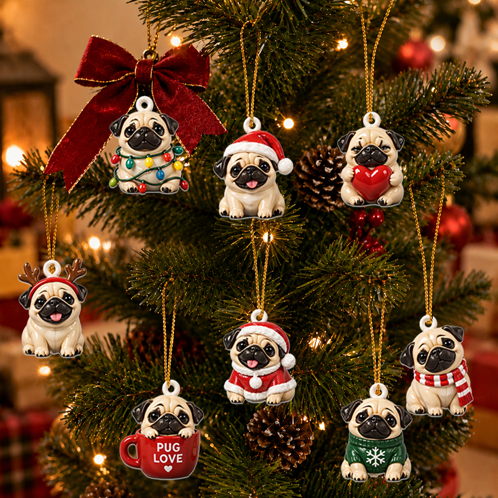 Pug Advent Calendar 2026 24 Day Christmas Countdown Box With Cute Dog Figurines - Advent Calendar Box-Box&Acrylic