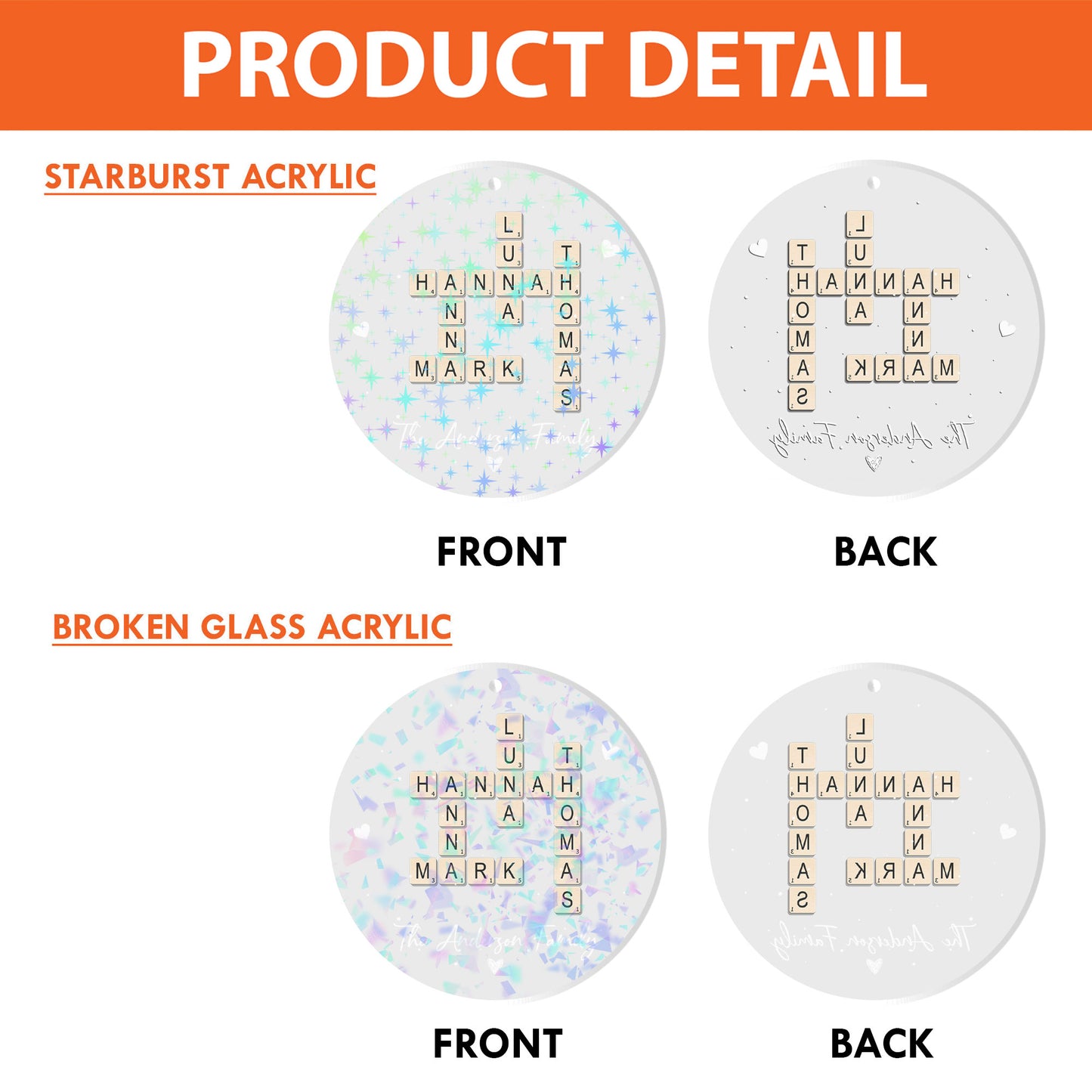 Family Decor Crossword Puzzle - Custom Shape Hologram Ornament