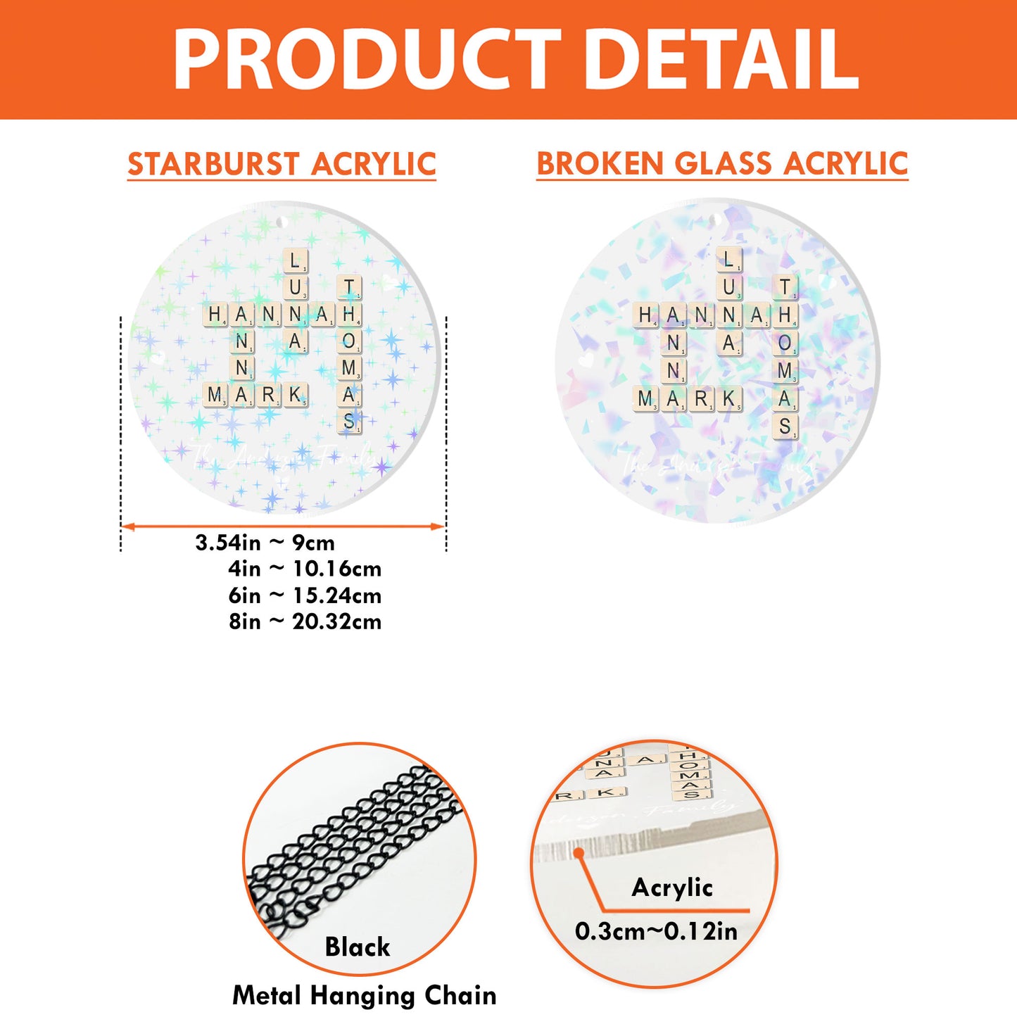 Family Decor Crossword Puzzle - Custom Shape Hologram Ornament