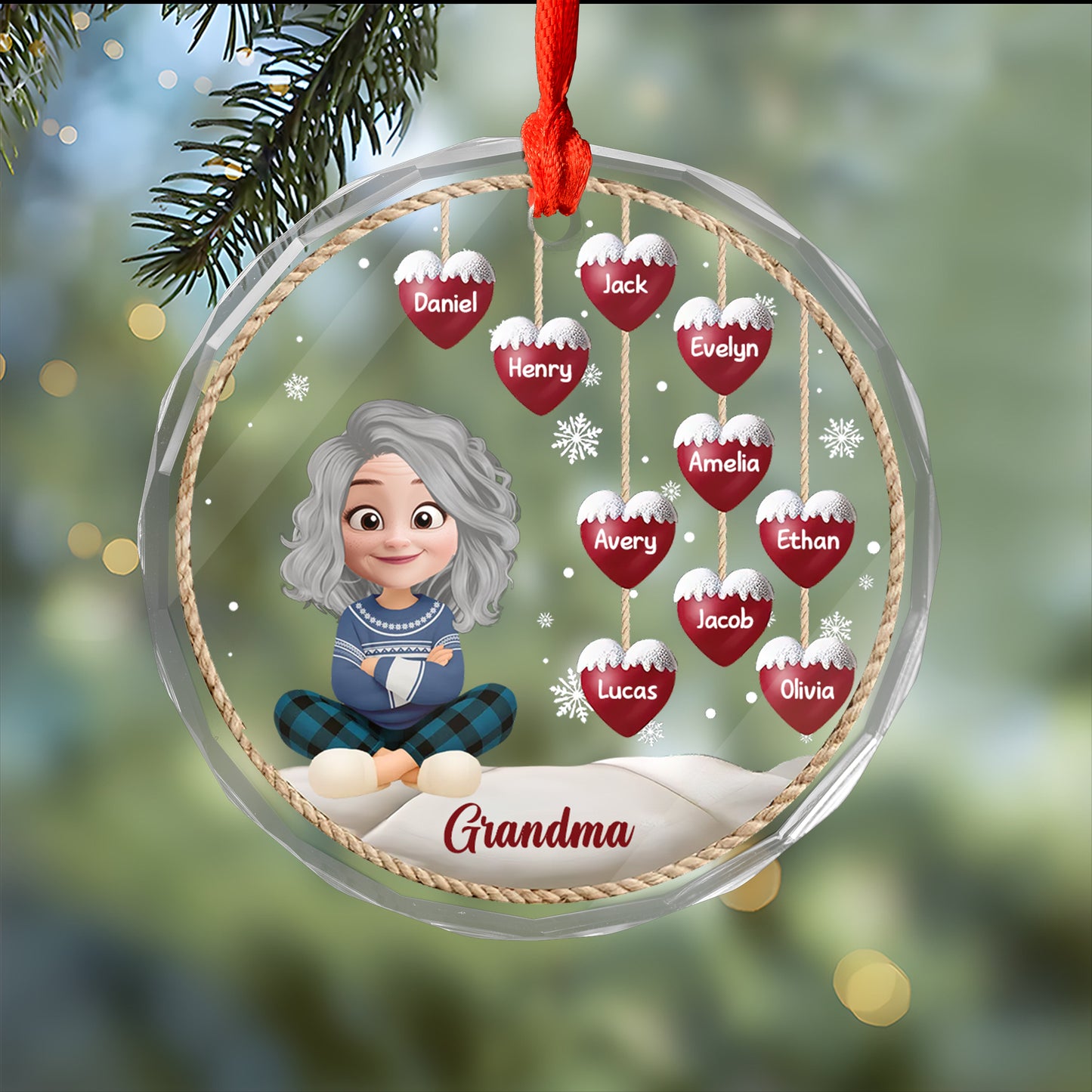 Christmas Snowman Grandma - Christmas Gifts - Personalized Custom Glass Ornament