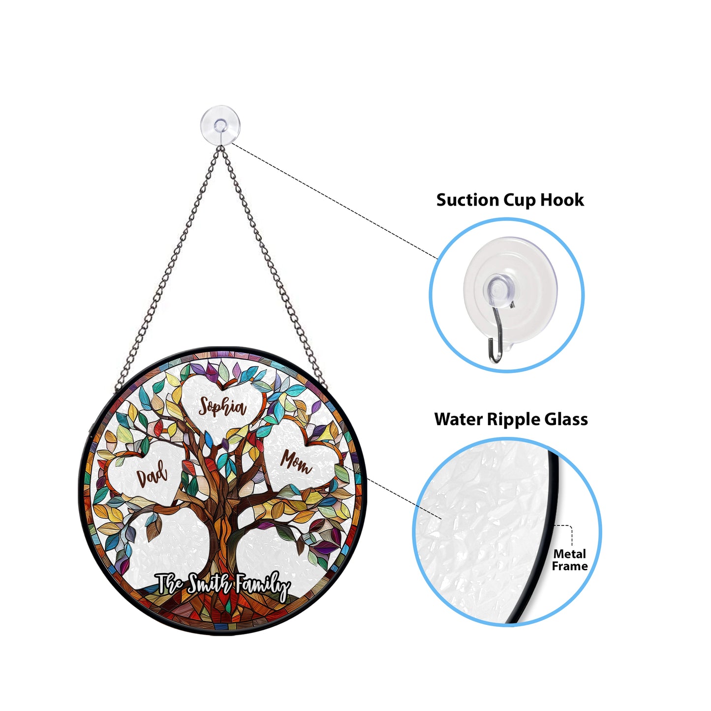 Life Of Tree - Personalized Photo Stained Glass Window Hanging Suncatcher