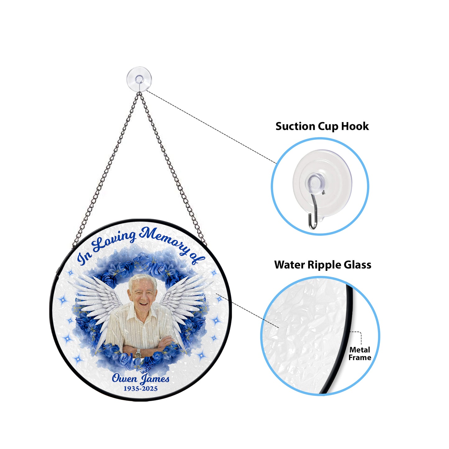 In Loving Memory Of - Personalized Photo Stained Glass Window Hanging Suncatcher