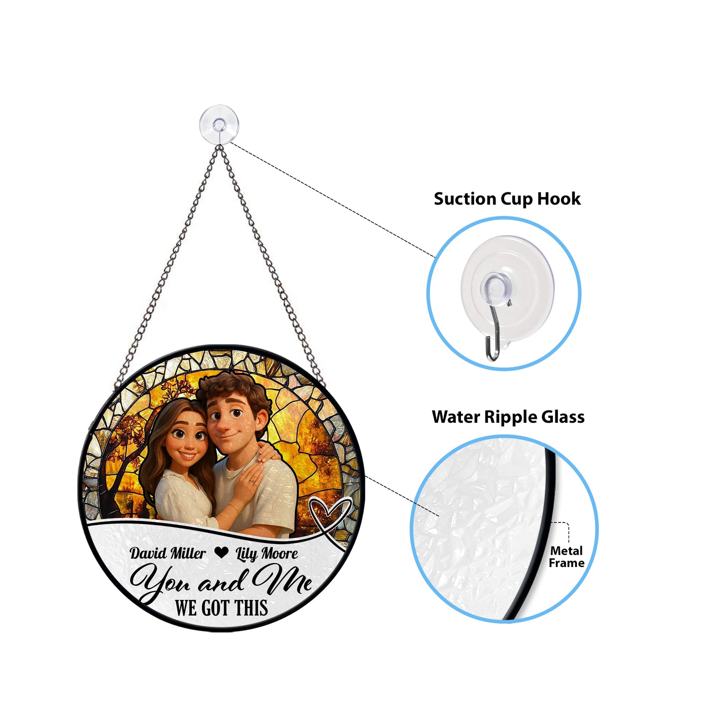 You and Me We Got This - Personalized Photo Stained Glass Window Hanging Suncatcher