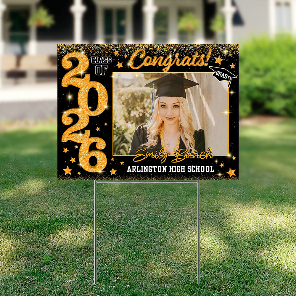 Graduation Lawn Sign, Graduation Gift - Personalized Graduation Yarn Sign With Stake