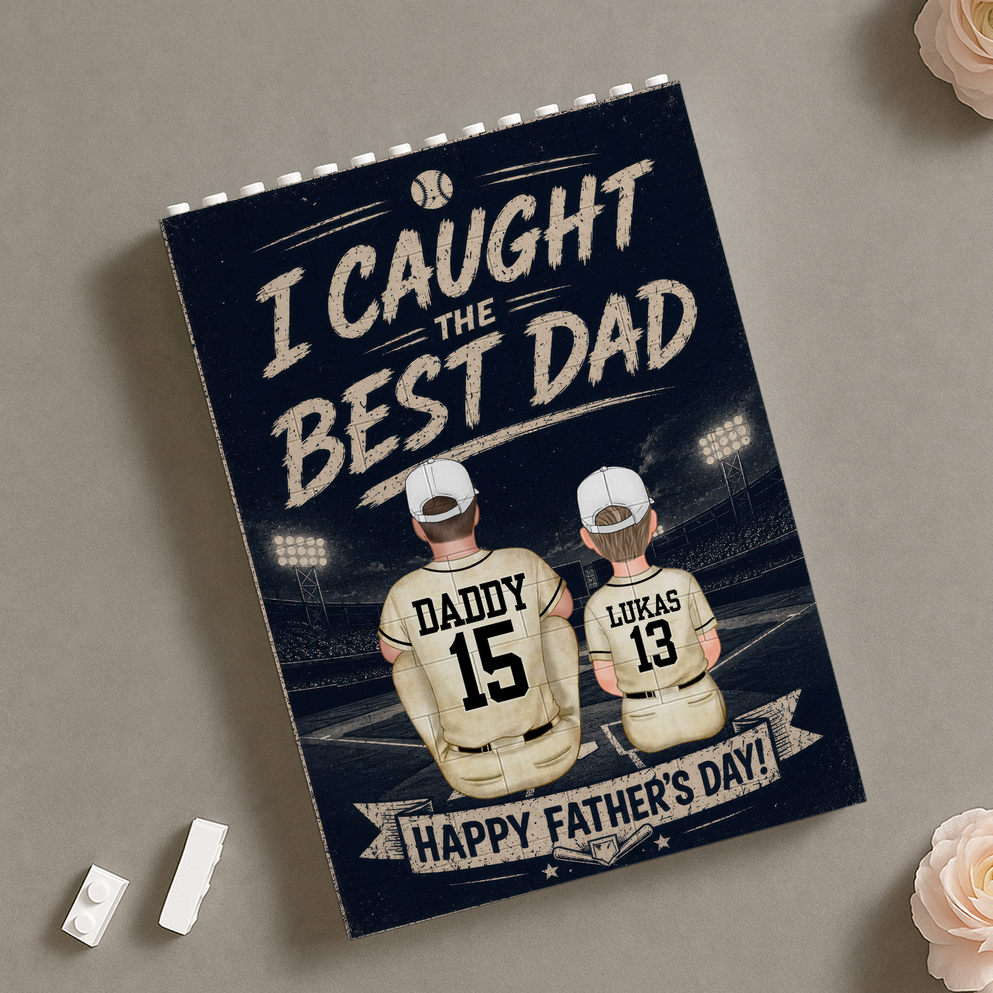 Caught Best Dad Custom Name Puzzle - Personalized Rectangle Building Brick