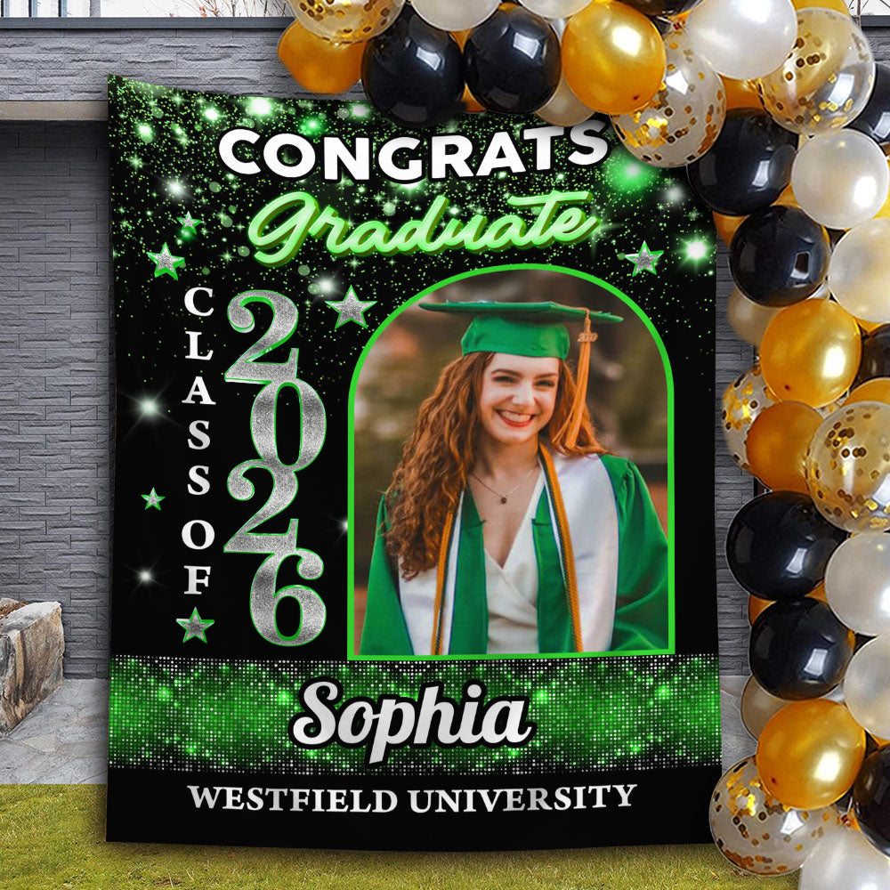 Congrats Grad Party Style Graduation Decor - Personalized Congrats Graduation Backdrop