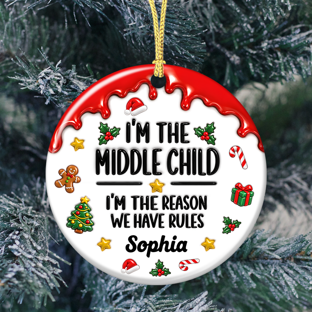 Funny Family Rules Merry Christmas - Real 3D Relief Ornament