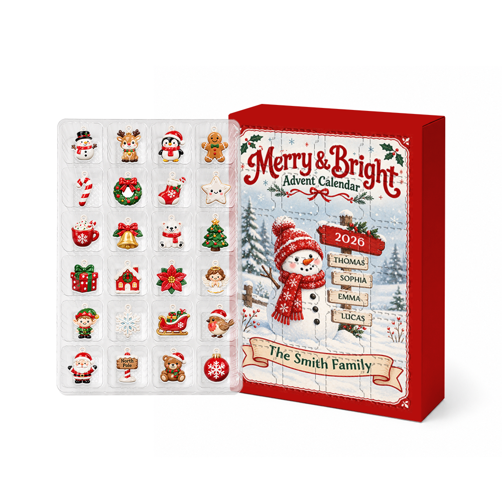 Merry And Bright Snowman Advent Calendar 2026 24 Day Christmas Countdown Box With Cute Figurines - Advent Calendar Box-Box&Acrylic