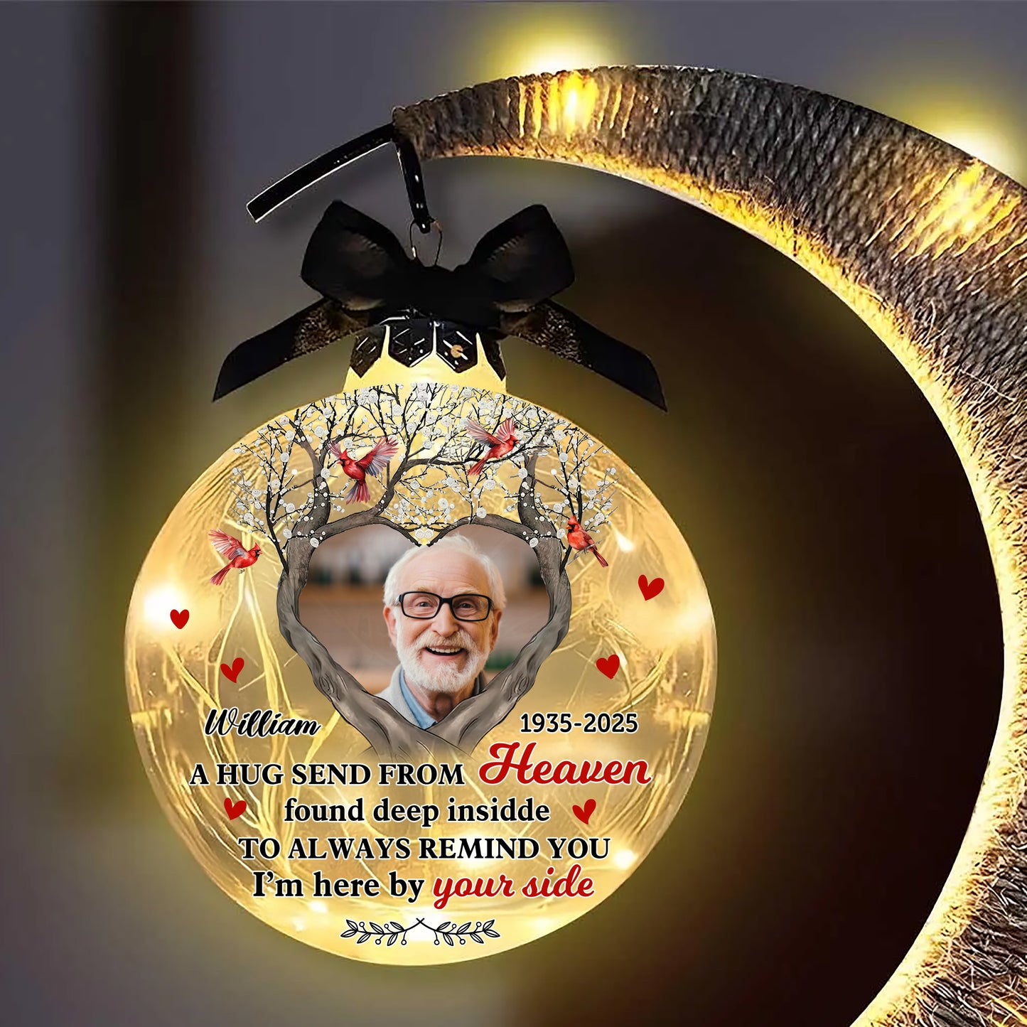 A Beautiful Soul, Forever Cherished - Personalized Memorial Moon Led Lamp - Remembrance Gift, Sympathy Gift