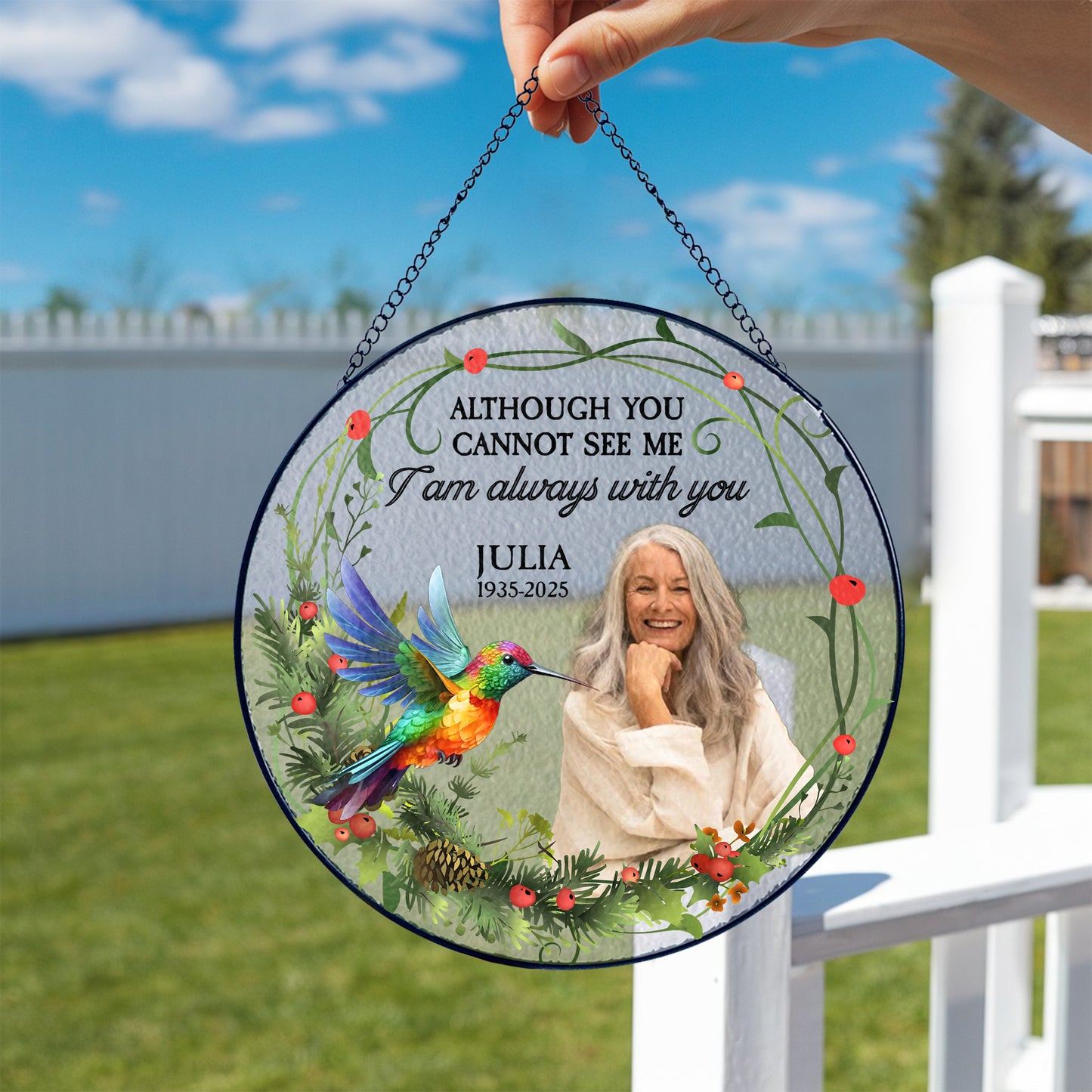 Cardinals Appear When You Are Near - Personalized Photo Stained Glass Window Hanging Suncatcher