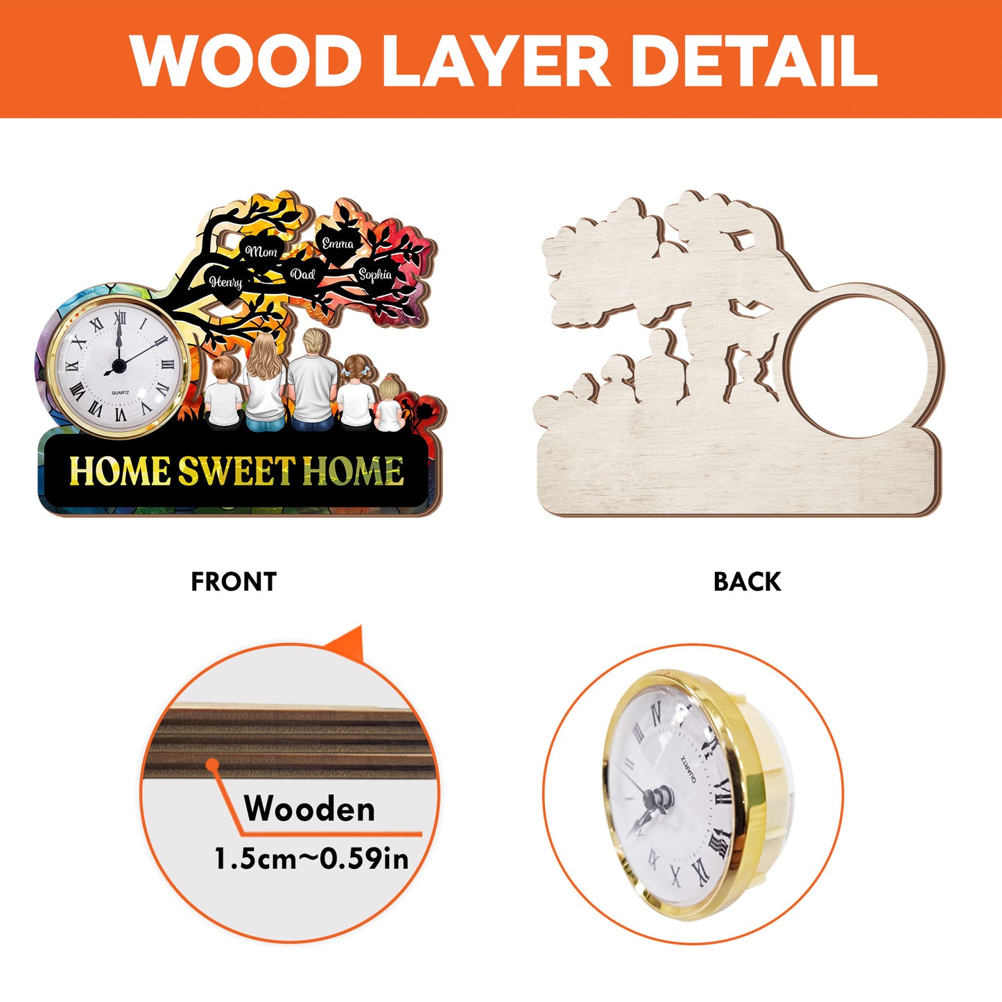 Sweet Home - Desk Clock Plaque Personalized Gifts