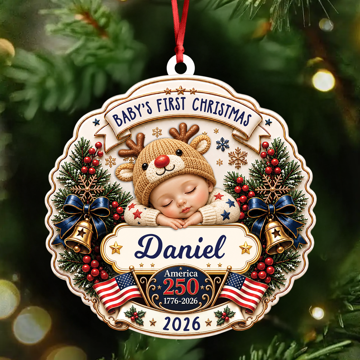 Personalized Baby First Christmas - Real 3D Relief Ornament 2