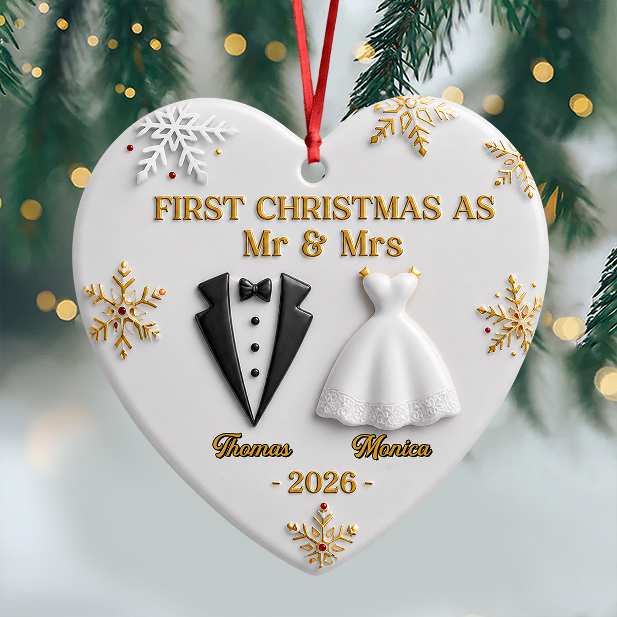 Him And Her - Our First Christmas Together - Real 3D Relief Ornament