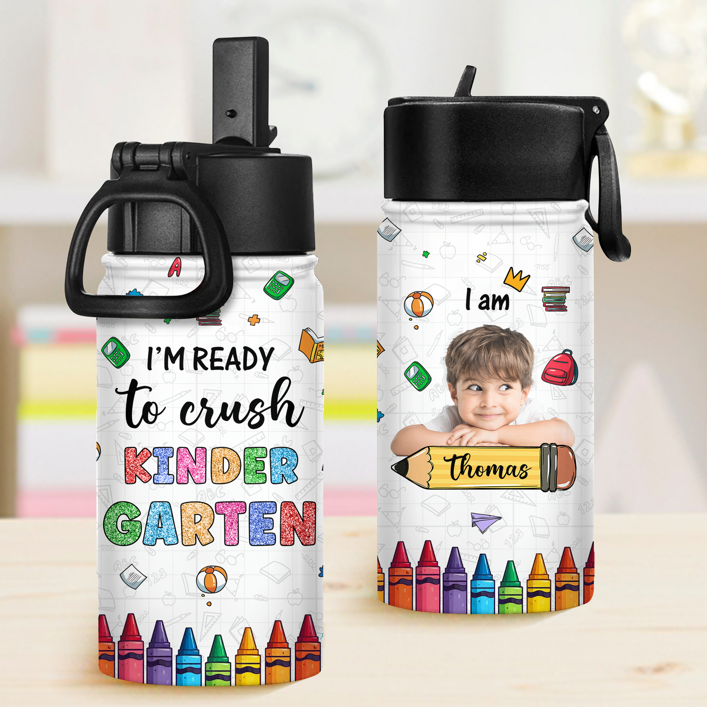 I am Ready - Back to School Water Bottle With Straw Lid - 12 oz Stainless Steel