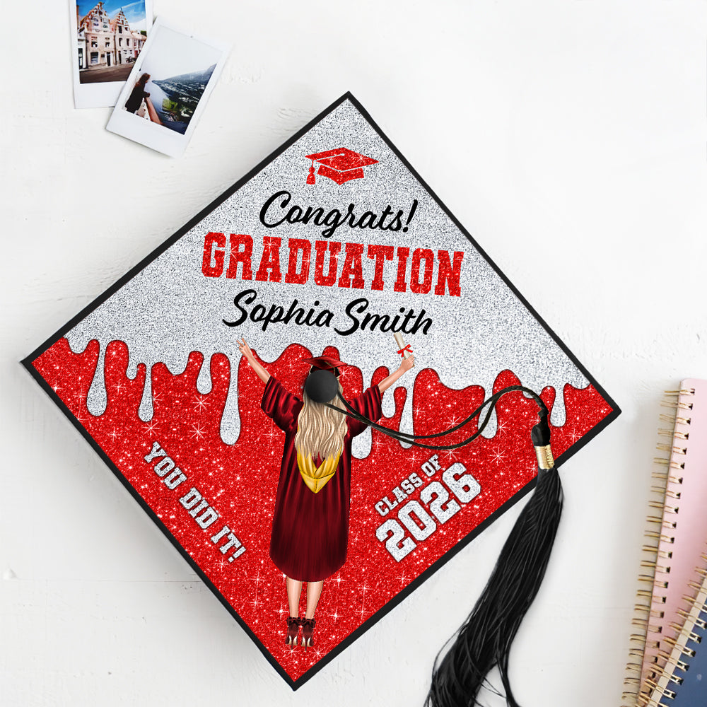 Class Of 2026 You Did It Cap Topper - Personalized Printed Graduation Cap Topper