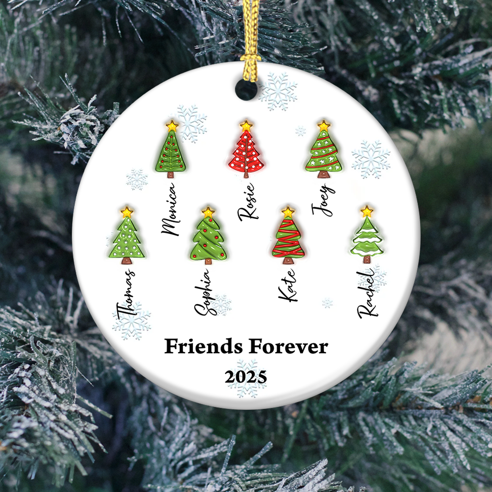 Christmas Tree Family - Personalized Custom Ceramic Ornament 3D Effect