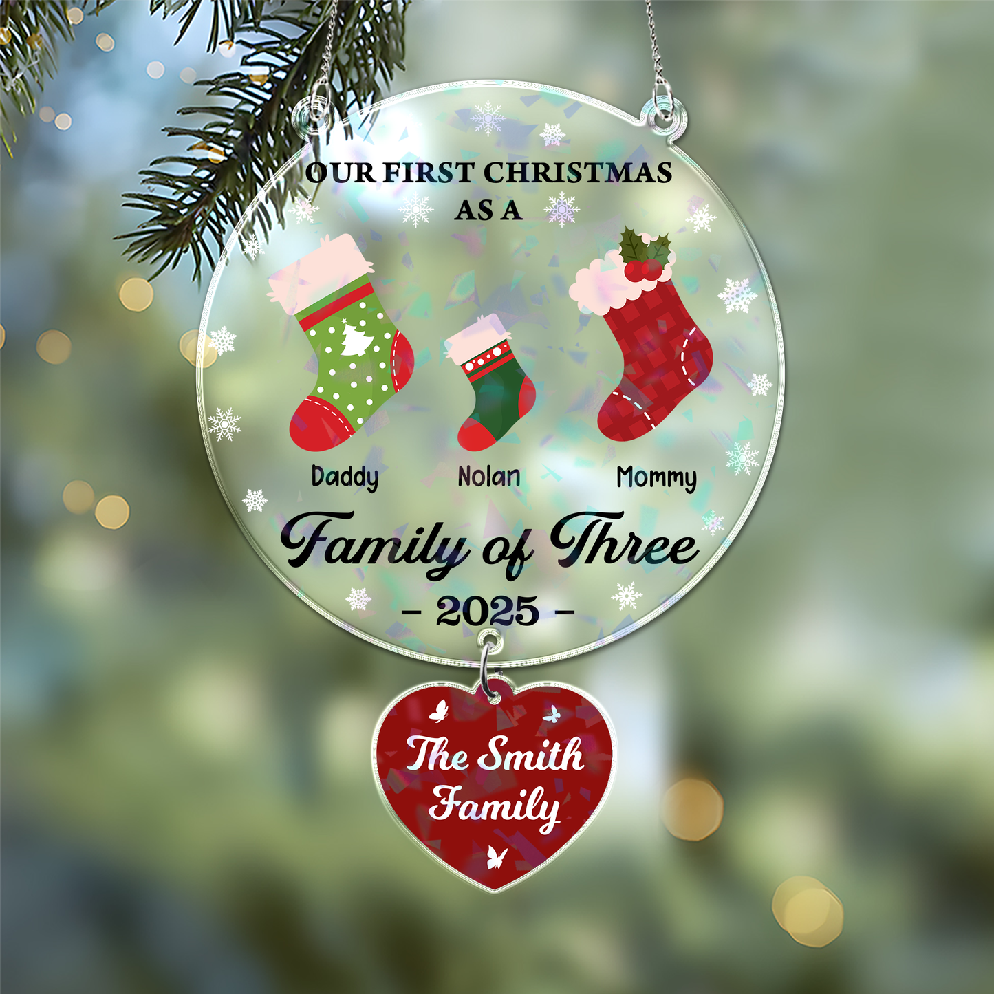 Family Of - Hologram Ornament Hanging Piece With Crystal Charm