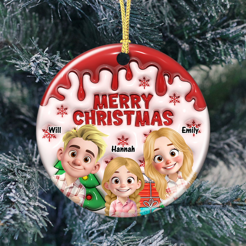 Merry Christmas - Personalized Custom Circle Ceramic Ornament