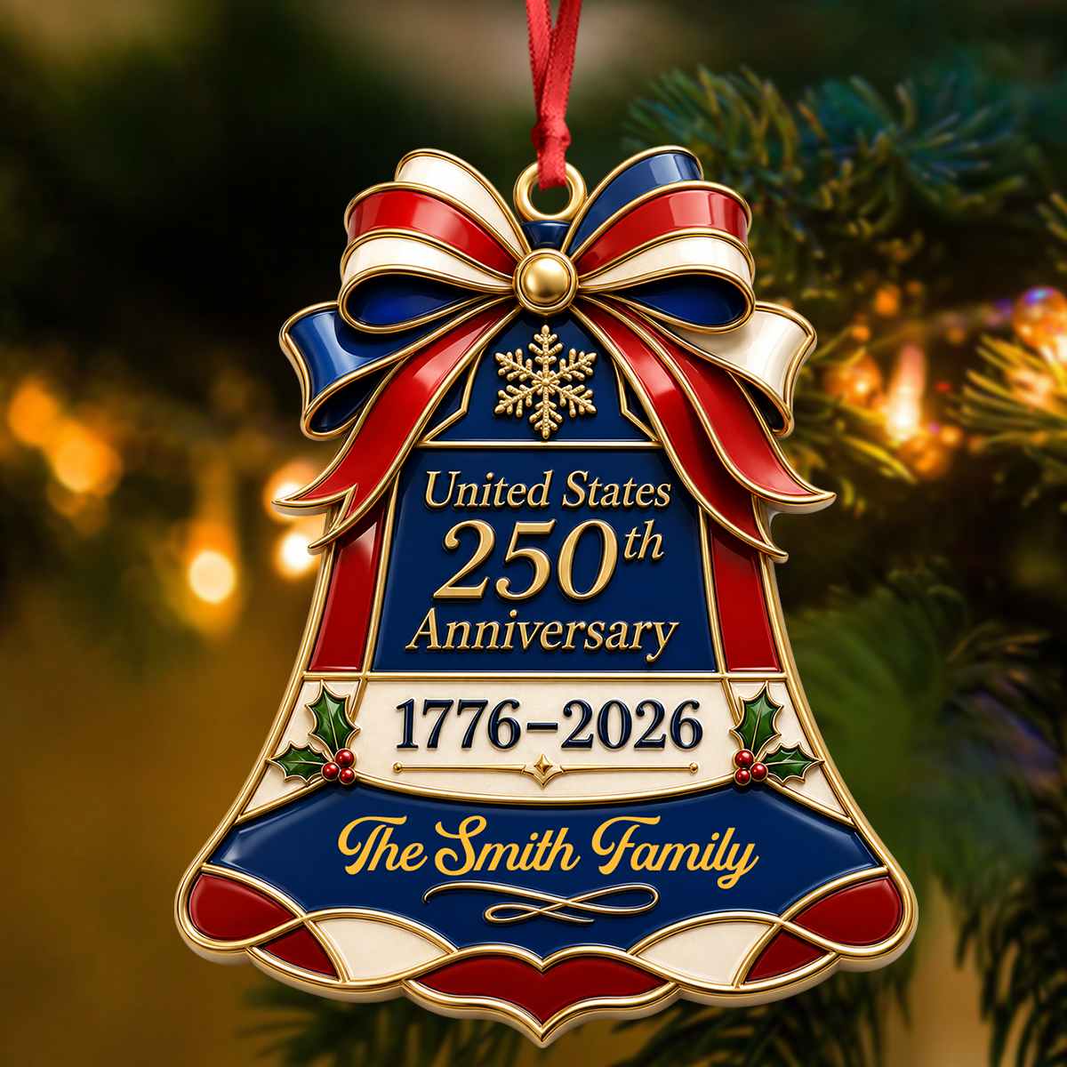 Personalized 250th America Christmas Ornament Patriotic - Real 3D Relief Ornament