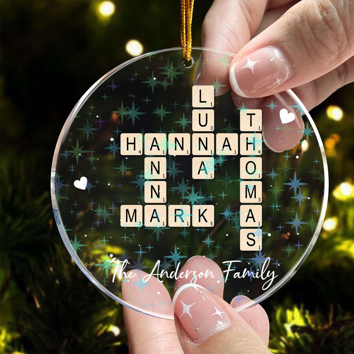 Family Decor Crossword Puzzle - Custom Shape Hologram Ornament