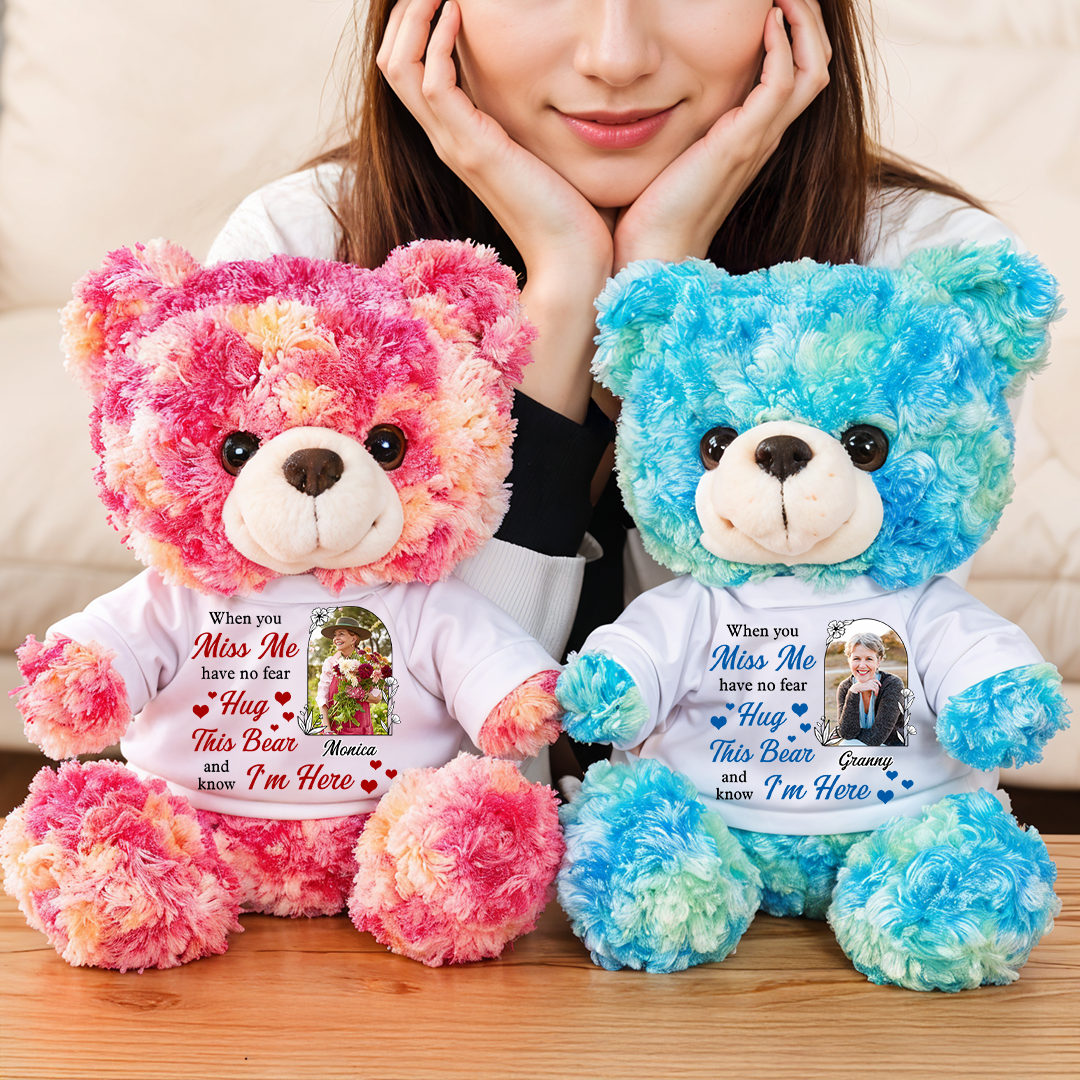 Custom Photo Memorial Personalized Custom Teddy Bear Plush - Sympathy Gift For Family Members