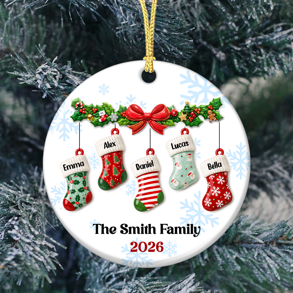For Mom, Dad, Brother, Sister, Kids - Our Lovely Family - Real 3D Ceramic Ornament