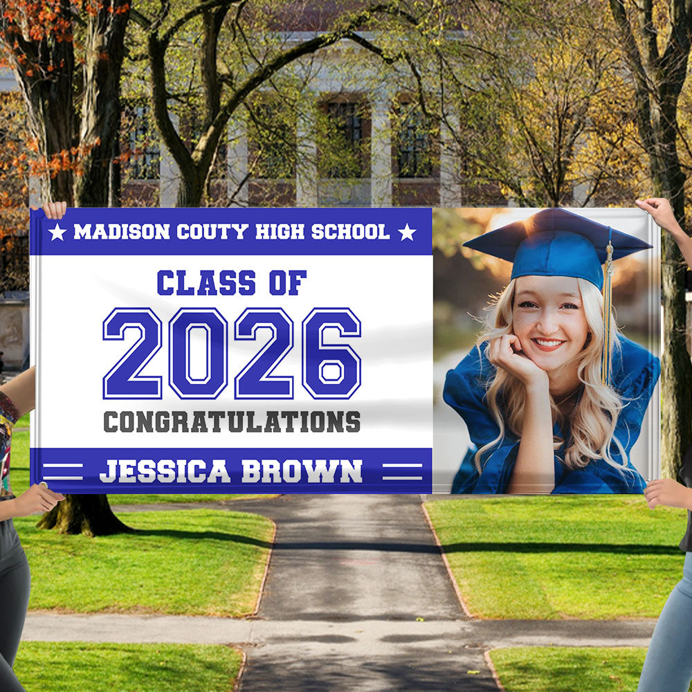 Graduation Decor Class Of 2026 Custom Photo Personalized Banner - Graduation Door Banner