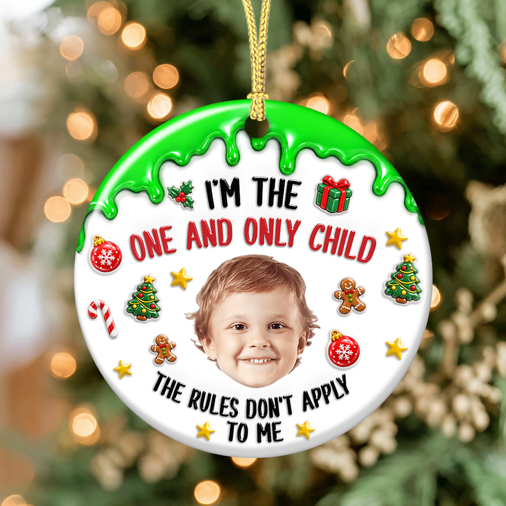 Funny Family Rules Photo Merry Christmas - Real 3D Relief Ornament