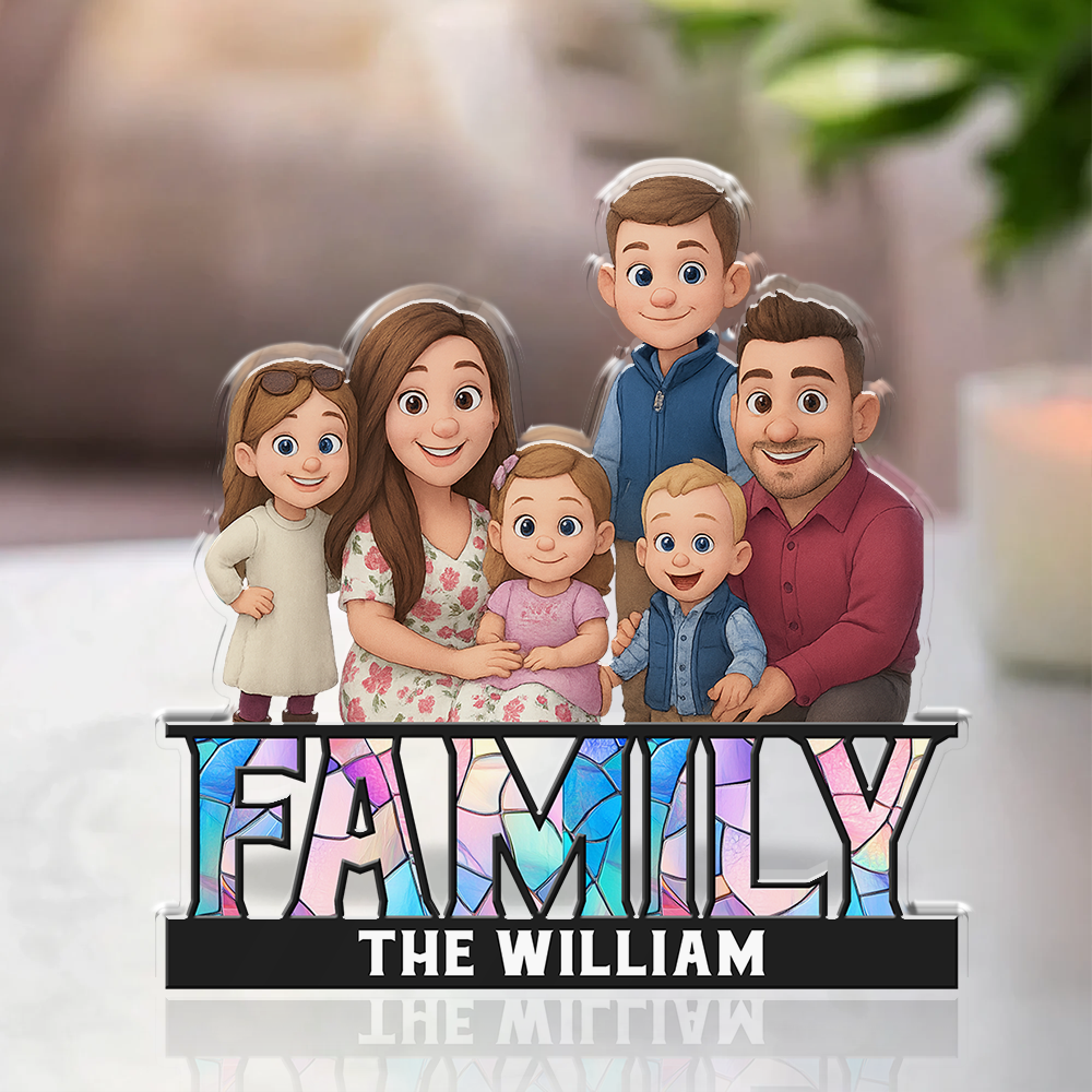 Our Family Name Colorful - Custom Figure Personalized Acrylic Block Plaque
