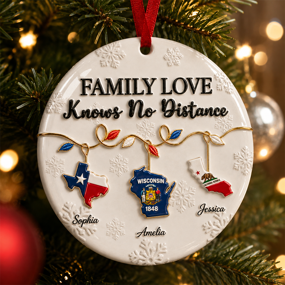 Family Connected By Heart - Real 3D Ceramic Ornament