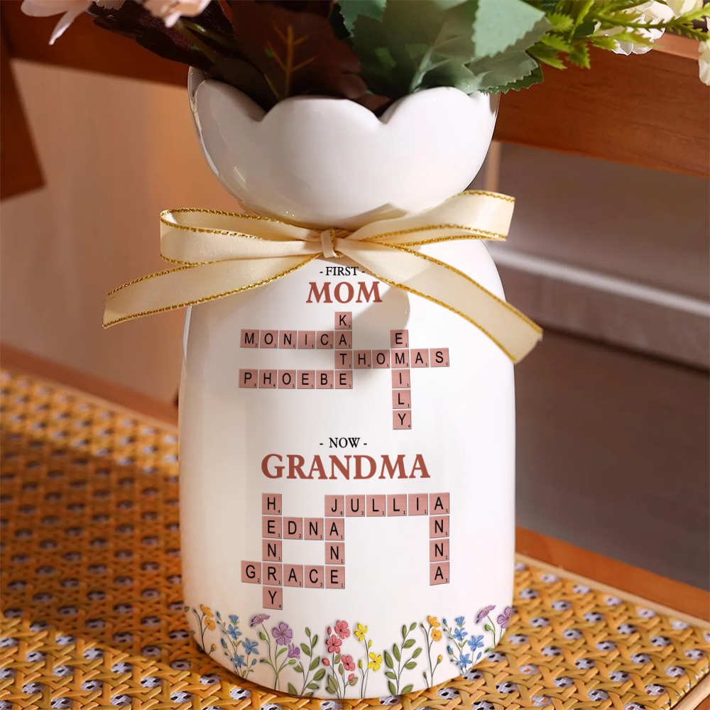 First Mom Flower - Personalized Custom Ribbon Tie Flower Vase
