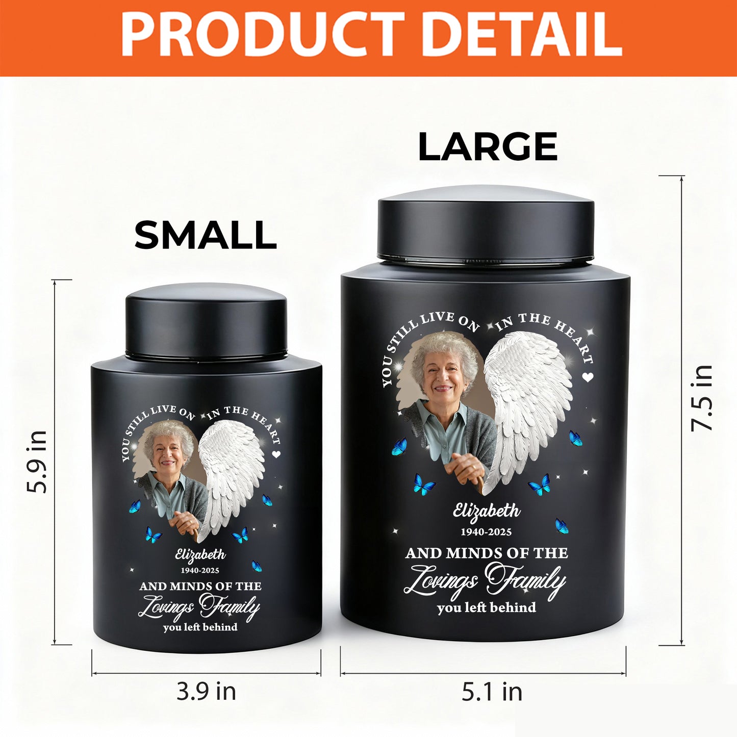 In Loving Memories Keepsake Wings Urn for Ashes - Stainless Steel Urn