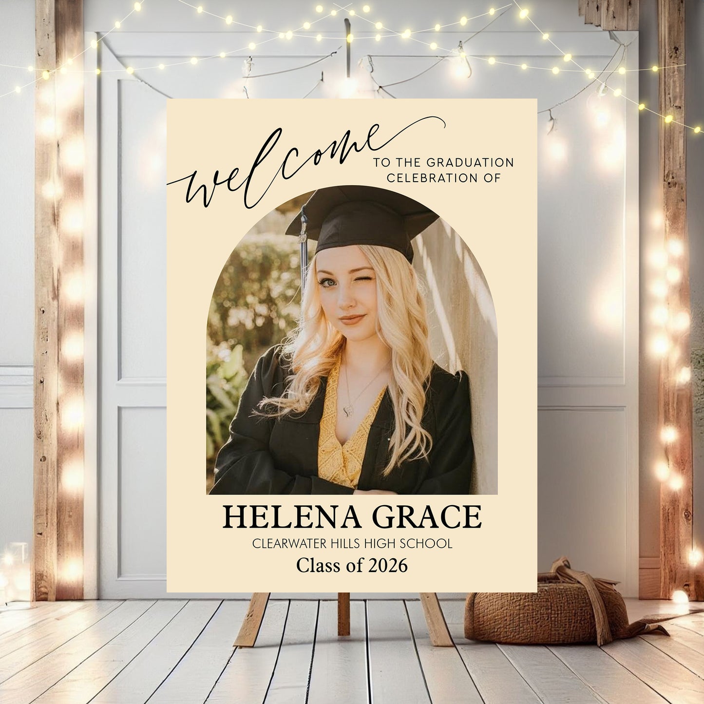 Congrats Graduation Color - Personalized Graduation Welcome Sign - Custom Photo Welcome Sign