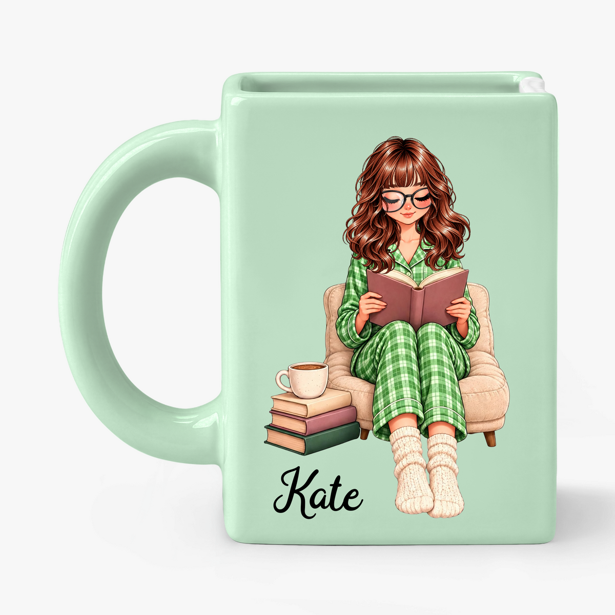 Custom Book Lovers Shaped Mug - Personalized Name Gifts - Best Friend, Christmas & Birthday Friendship Keepsake Gift •