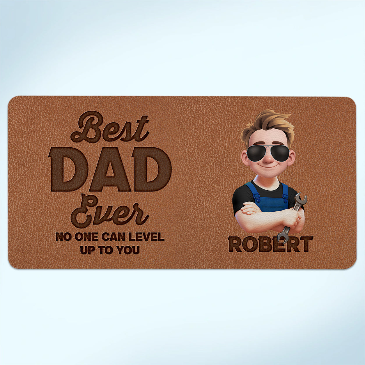 Best Dad Ever Custom - Personalized Leather Desk Mat