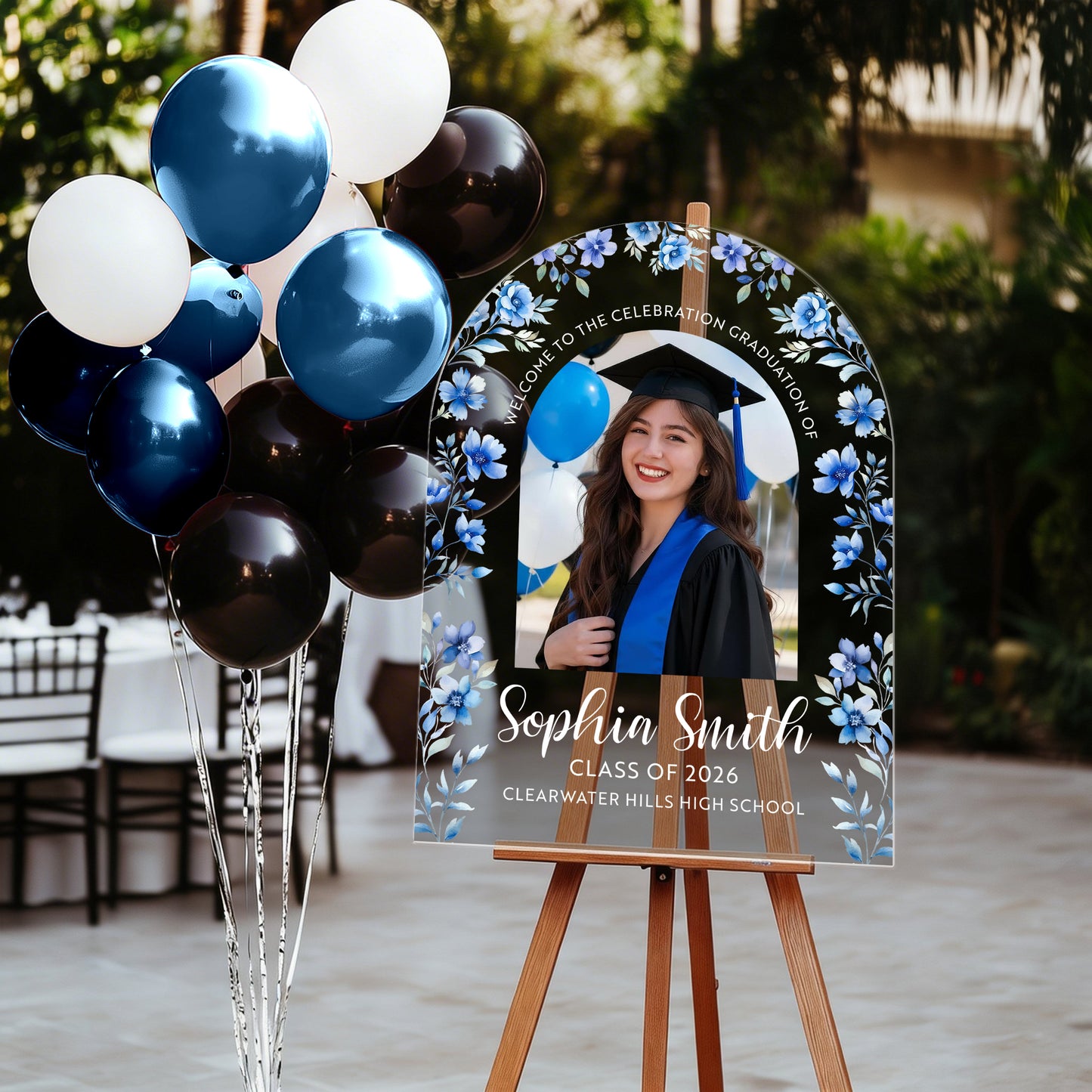 Floral Congrats 2026 Graduation - Personalized Graduation Welcome Sign - Custom Acrylic Celebration Sign