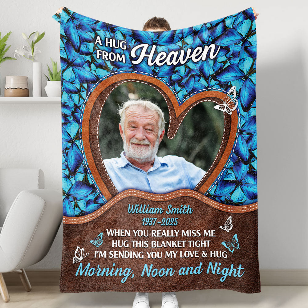 A Heart From Heaven Butterfly - Memorial Personalized Custom Blanket - Sympathy Gift