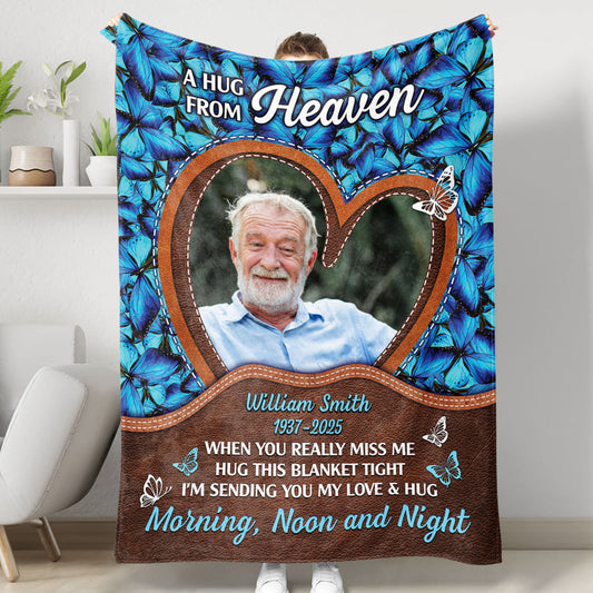 A Heart From Heaven Butterfly - Memorial Personalized Custom Blanket - Sympathy Gift