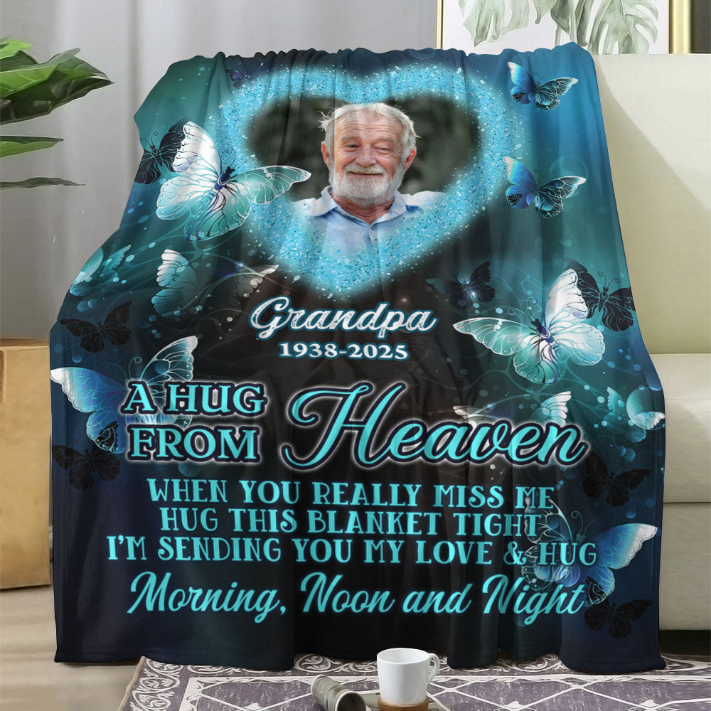Heart A Hug From Heaven - Memorial Personalized Custom Blanket - Sympathy Gift
