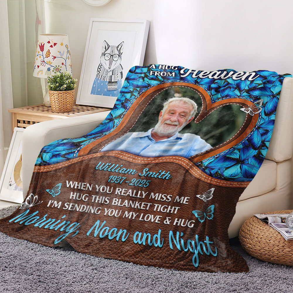 A Heart From Heaven Butterfly - Memorial Personalized Custom Blanket - Sympathy Gift