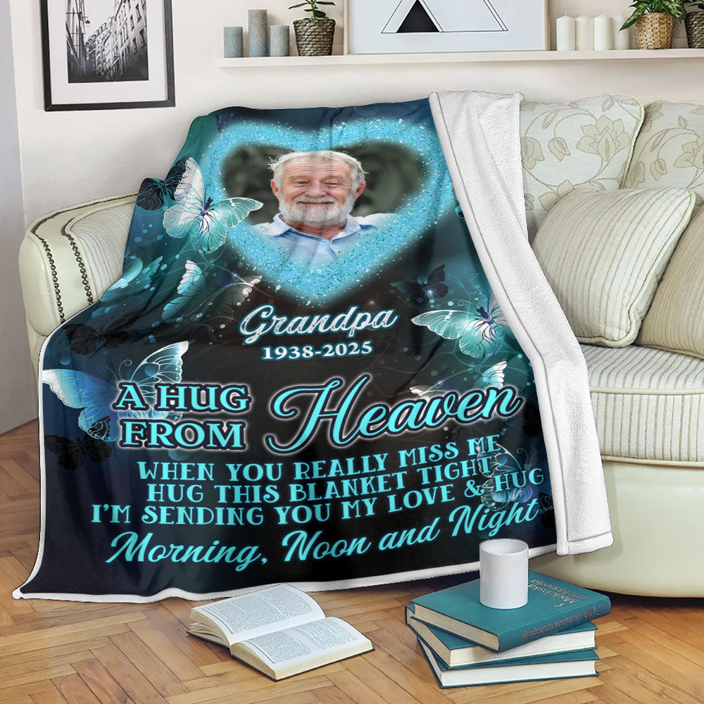 Heart A Hug From Heaven - Memorial Personalized Custom Blanket - Sympathy Gift