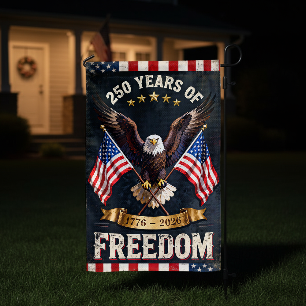 Personalized 250 Years America Garden Flag for Semiquincentennial Celebration.