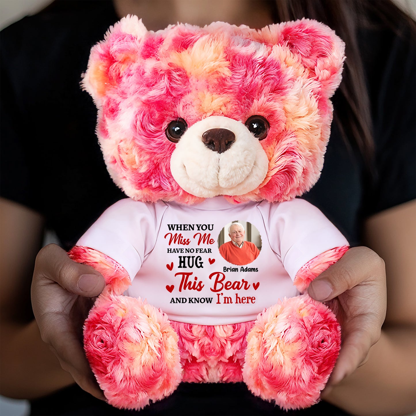 Hug From Heaven I Miss You - Memorial Personalized Custom Teddy Bear Plush - Sympathy Gift For Family Members