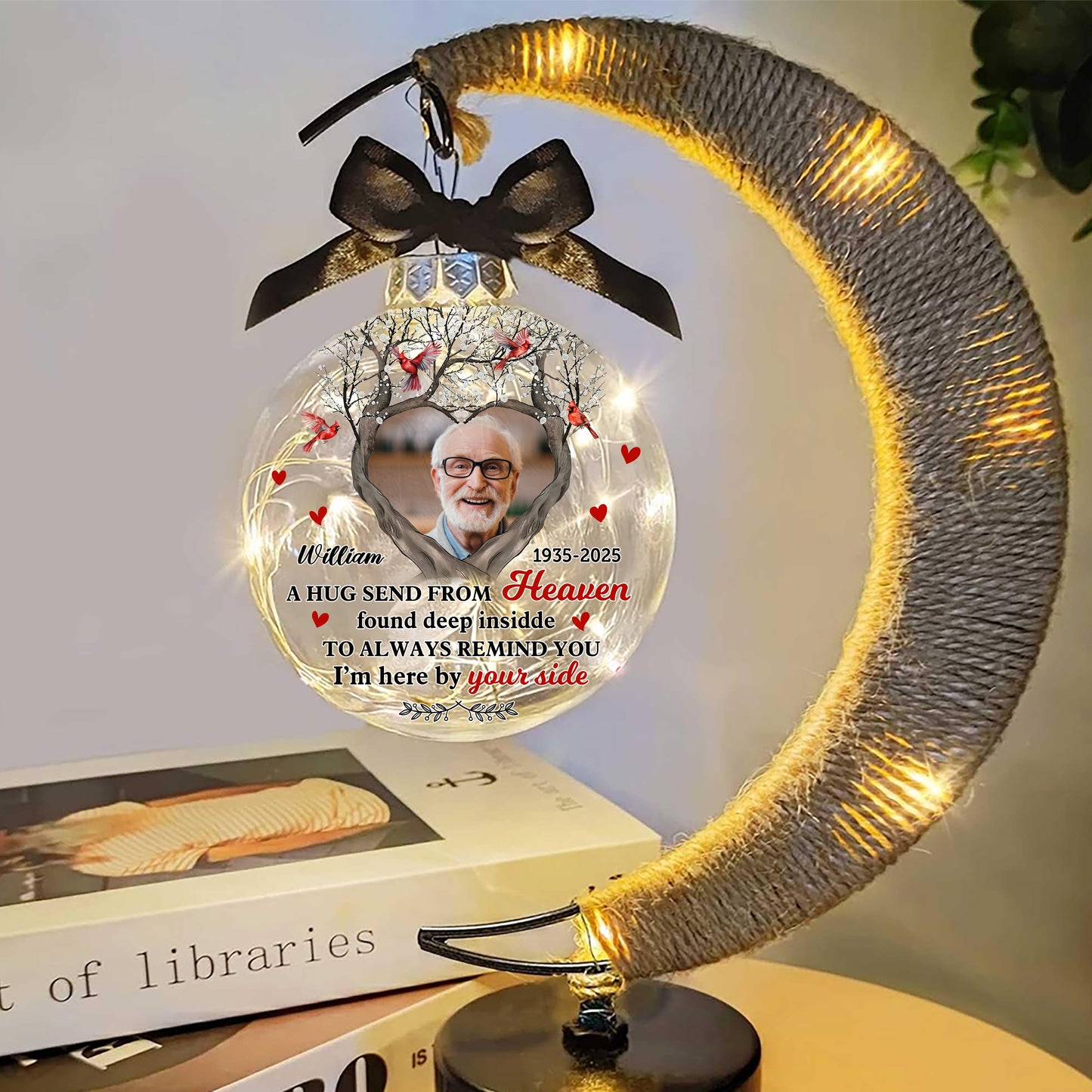 A Beautiful Soul, Forever Cherished - Personalized Memorial Moon Led Lamp - Remembrance Gift, Sympathy Gift