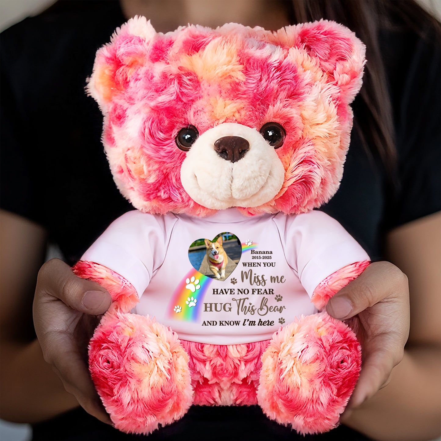 A Hug From Heaven I'm Here - Memorial Personalized Custom Teddy Bear Plush - Sympathy Gift Dog Lover