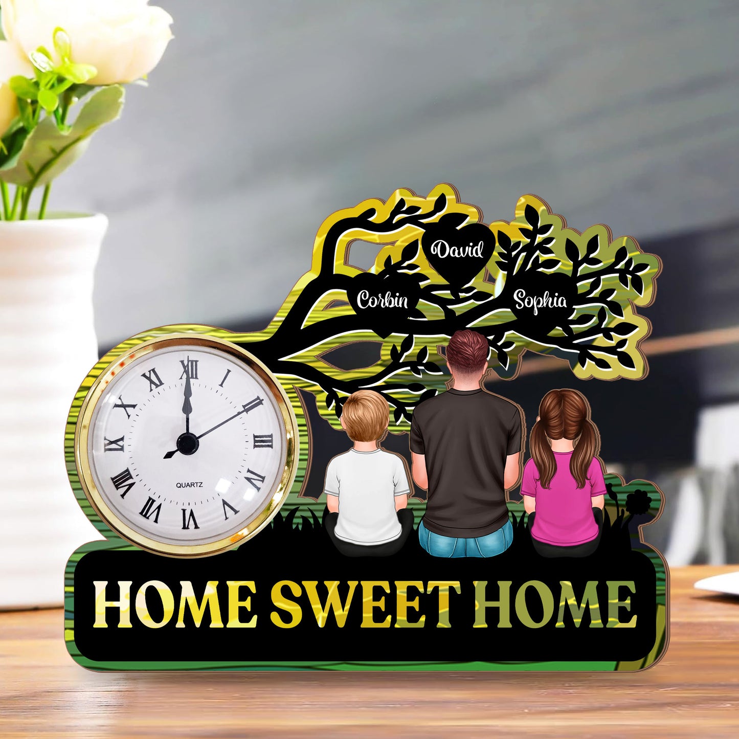 Sweet Home - Desk Clock Plaque Personalized Gifts