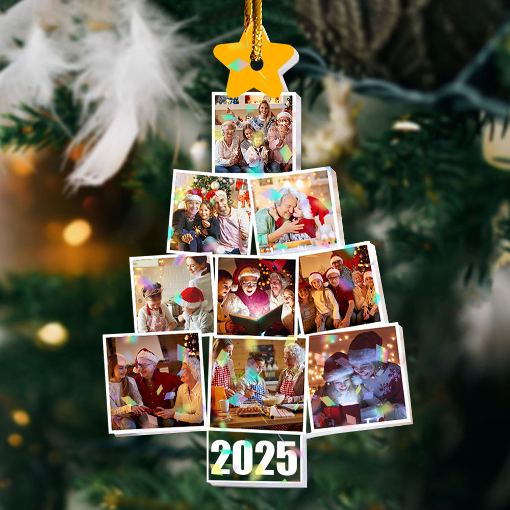 The Christmas Times Family Photo - Custom Shape Hologram Ornament